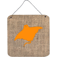 "Caroline's Treasures Manta Ray Burlap and Orange Aluminum Metal Wall or Door Hanging Prints, 6 x 6"", Multicolor"