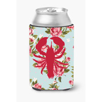 Lobster Shabby Chic Blue Roses Can or Bottle Beverage Insulator Hugger BB1015