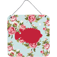 "Caroline's Treasures Fish-Blowfish Shabby Chic Blue Roses Wall or Door Hanging Prints, 6 x 6"", Multicolor"