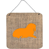 "Caroline's Treasures Walrus Burlap and Orange Aluminum Metal Wall or Door Hanging Prints, 6 x 6"", Multicolor"
