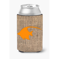 Fish - Angel Fish Burlap and Orange Can or Bottle Beverage Insulator Hugger BB1019