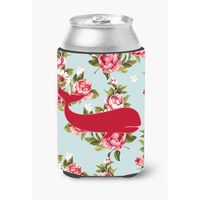 Whale Shabby Chic Blue Roses Can or Bottle Beverage Insulator Hugger BB1021