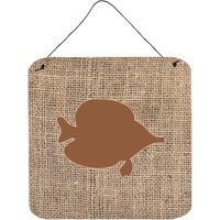 "Caroline's Treasures Fish-Tang Fish Burlap and Brown Wall or Door Hanging Prints, 6 x 6"", Multicolor"