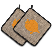 "Caroline's Treasures Fish - Tang Fish Faux Burlap & Orange Pair of Pot Holders BB1023-BL-OR-PTHD, 7.5HX7.5W, Multicolor"
