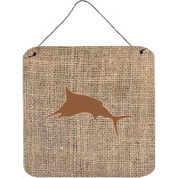 "Caroline's Treasures Fish-Marlin Burlap and Brown Wall or Door Hanging Prints, 6 x 6"", Multicolor"