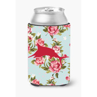 Fish - Marlin Shabby Chic Blue Roses Can or Bottle Beverage Insulator Hugger BB1026