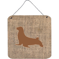 "Caroline's Treasures Seal Burlap and Brown Aluminum Metal Wall or Door Hanging Prints, 6 x 6"", Multicolor"