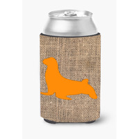 Seal Burlap and Orange Can or Bottle Beverage Insulator Hugger BB1027
