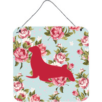 "Caroline's Treasures Seal Shabby Chic Blue Roses Aluminum Metal Wall or Door Hanging Prints, 6 x 6"", Multicolor"
