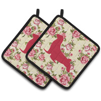 "Caroline's Treasures Seal Shabby Chic Yellow Roses Pair of Pot Holders BB1027-RS-YW-PTHD, 7.5HX7.5W, Multicolor"