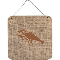 "Caroline's Treasures BB1028-BL-BN-DS66 Lobster Burlap and Brown Aluminum Metal Wall or Door Hanging Prints, 6 x 6"", Multicolor"