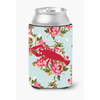 Lobster Shabby Chic Blue Roses Can or Bottle Beverage Insulator Hugger BB1028