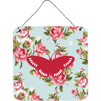 "Caroline's Treasures BB1031-RS-BU-DS66 Butterfly Shabby Chic Blue Roses Wall or Door Hanging Prints, 6 x 6"", Multicolor"