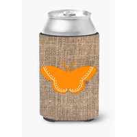 Butterfly Burlap and Orange Can or Bottle Beverage Insulator Hugger BB1032