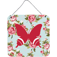 "Caroline's Treasures BB1034-RS-BU-DS66 Butterfly Shabby Chic Blue Roses Wall or Door Hanging Prints, 6 x 6"", Multicolor"