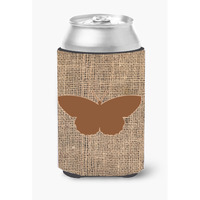 Butterfly Burlap and Brown Can or Bottle Beverage Insulator Hugger