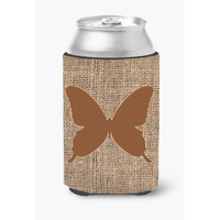 Butterfly Burlap and Brown Can or Bottle Beverage Insulator Hugger