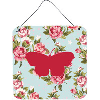 "Caroline's Treasures BB1049-RS-BU-DS66 Butterfly Shabby Chic Blue Roses Wall or Door Hanging Prints, 6 x 6"", Multicolor"