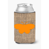 Butterfly Burlap and Orange Can or Bottle Beverage Insulator Hugger