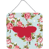 "Caroline's Treasures BB1051-RS-BU-DS66 Butterfly Shabby Chic Blue Roses Wall or Door Hanging Prints, 6 x 6"", Multicolor"
