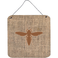 "Caroline's Treasures Yellow Jacket Burlap and Brown Wall or Door Hanging Prints, 6 x 6"", Multicolor"