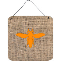 "Caroline's Treasures Yellow Jacket Burlap and Orange Wall or Door Hanging Prints, 6 x 6"", Multicolor"