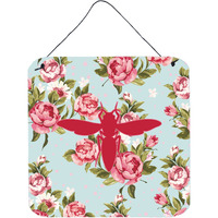 "Caroline's Treasures Yellow Jacket Shabby Chic Blue Roses Wall or Door Hanging Prints, 6 x 6"", Multicolor"