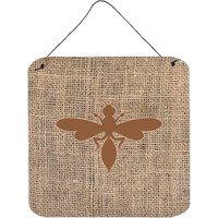 "Caroline's Treasures Wasp Burlap and Brown Aluminum Metal Wall or Door Hanging Prints, 6 x 6"", Multicolor"