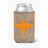 Wasp Burlap and Orange Can or Bottle Beverage Insulator Hugger