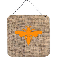 "Caroline's Treasures Wasp Burlap and Orange Aluminum Metal Wall or Door Hanging Prints, 6 x 6"", Multicolor"
