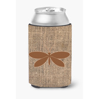 Moth Burlap and Brown Can or Bottle Beverage Insulator Hugger