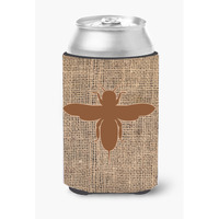 Bee Burlap and Brown Can or Bottle Beverage Insulator Hugger