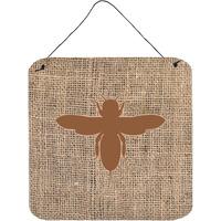 "Caroline's Treasures Bee Burlap and Brown Aluminum Metal Wall or Door Hanging Prints, 6 x 6"", Multicolor"