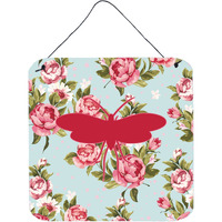 "Caroline's Treasures BB1058-RS-BU-DS66 Moth Shabby Chic Blue Roses Aluminum Metal Wall or Door Hanging Prints, 6 x 6"", Multicolor"