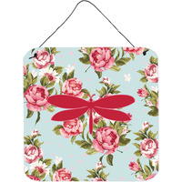"Caroline's Treasures BB1061-RS-BU-DS66 Moth Shabby Chic Blue Roses Aluminum Metal Wall or Door Hanging Prints, 6 x 6"", Multicolor"