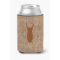 Beetle Burlap and Brown Can or Bottle Beverage Insulator Hugger