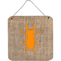 "Caroline's Treasures BB1063-BL-OR-DS66 Beetle Burlap and Orange Aluminum Metal Wall or Door Hanging Prints, 6 x 6"", Multicolor"