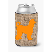 Afghan Hound Burlap and Orange Can or Bottle Beverage Insulator Hugger
