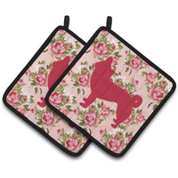 "Caroline's Treasures BB1068-RS-PK-PTHD Chihuahua Shabby Chic Pink Roses Pot Holders (1 Pair), 7.5"" x 7.5"", Multicolor"