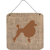 "Caroline's Treasures BB1072-BL-BN-DS66 Poodle Burlap and Brown Aluminum Metal Wall or Door Hanging Prints, 6 x 6"", Multicolor"