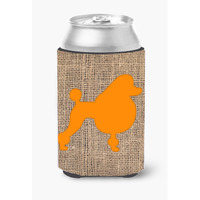 Poodle Burlap and Orange Can or Bottle Beverage Insulator Hugger