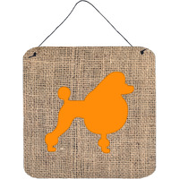 "Caroline's Treasures BB1072-BL-OR-DS66 Poodle Burlap and Orange Aluminum Metal Wall or Door Hanging Prints, 6 x 6"", Multicolor"