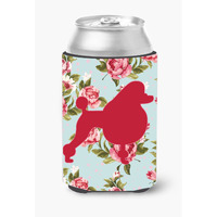 Poodle Shabby Chic Blue Roses Can or Bottle Beverage Insulator Hugger BB1072