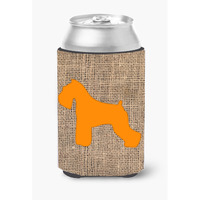 Schnauzer Burlap and Orange Can or Bottle Beverage Insulator Hugger