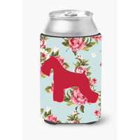 Schnauzer Shabby Chic Blue Roses Can or Bottle Beverage Insulator Hugger BB1073
