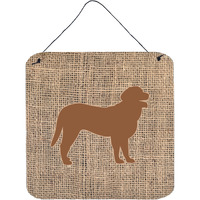 "Caroline's Treasures Curly Coated Retriever Burlap and Brown Wall or Door Hanging Prints, 6 x 6"", Multicolor"