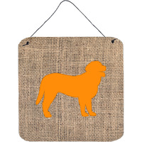 "Caroline's Treasures Curly Coated Retriever Burlap and Orange Wall or Door Hanging Prints, 6 x 6"", Multicolor"