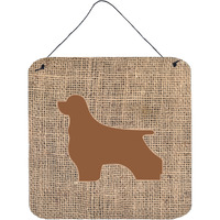 "Caroline's Treasures Cocker Spaniel Burlap and Brown Wall or Door Hanging Prints, 6 x 6"", Multicolor"