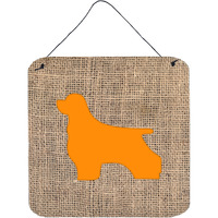 "Caroline's Treasures Cocker Spaniel Burlap and Orange Wall or Door Hanging Prints, 6 x 6"", Multicolor"