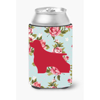 Cocker Spaniel Shabby Chic Blue Roses Can or Bottle Beverage Insulator Hugger BB1075